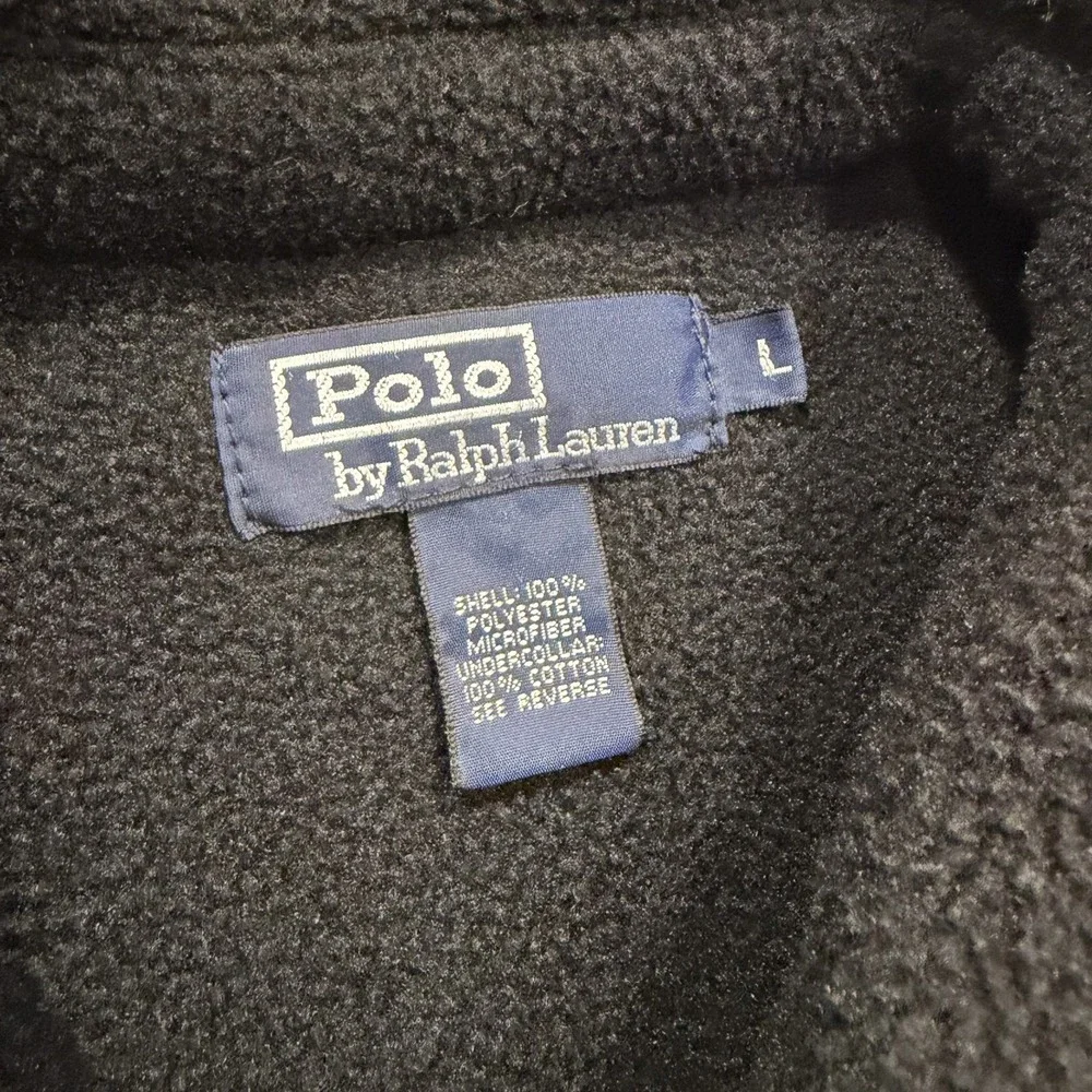 Vintage Polo Ralph Lauren Jacket Mens L Black Fleece Full Zip